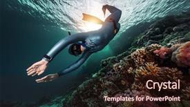  Presentation with sea coral - Audience pleasing PPT theme consisting of free diver swimming underwater backdrop and a wine colored foreground