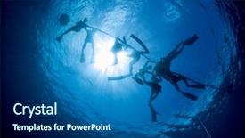  Presentation with ocean surface - Beautiful presentation theme featuring free divers on the ocean' backdrop and a ocean colored foreground