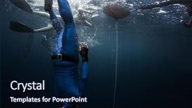  Presentation with ocean surface - PPT theme featuring free divers on the ocean' background and a navy blue colored foreground