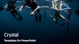  Presentation with ocean surface - PPT theme consisting of free divers on the ocean' background and a black colored foreground
