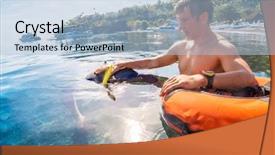  Presentation with sea water - Theme with free divers training in low background and a light blue colored foreground