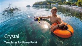  Presentation with divers - Beautiful slides featuring free divers training static breath backdrop and a  colored foreground