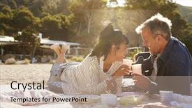  Presentation with aged - Slides consisting of free diversity - middle aged couple lying background and a mint green colored foreground