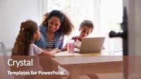 Presentation with diversity - Slides with free diversity - mum sitting with kids background and a tawny brown colored foreground