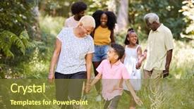  Presentation with black family - Colorful theme enhanced with free diversity - senior black woman walking backdrop and a tawny brown colored foreground