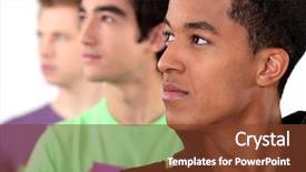  Presentation with african american college students - Audience pleasing presentation theme consisting of free diversity - three male college students backdrop and a tawny brown colored foreground