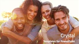  Presentation with silhoutte married couples - Colorful presentation design enhanced with free diversity - two smiling couples piggybacking outdoors backdrop and a red colored foreground