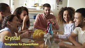  Presentation with talk - Cool new PPT theme with free diversity - young adults laughing as they backdrop and a tawny brown colored foreground