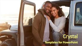  Presentation with race car - PPT layouts featuring free diversity - young mixed race couple background and a tawny brown colored foreground