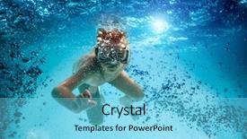  Presentation with swim - Beautiful slide deck featuring free diving - freedive teenager in the mask backdrop and a light blue colored foreground