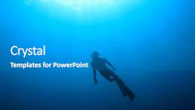  Presentation with water woman swimming underwater - PPT theme featuring free diving - freediver apnea swimming underwater background and a gray colored foreground