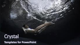  Presentation with water woman swimming underwater - PPT layouts with free diving - young lady swimming underwater background and a  colored foreground