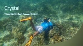  Presentation with tropical reef fish - Slide set enhanced with free diving on tropical reef background and a ocean colored foreground