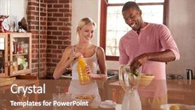  Presentation with smoothies - Audience pleasing PPT theme consisting of juice free - mixed race couple making smoothies backdrop and a tawny brown colored foreground