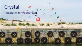  Presentation with kites - Amazing slide deck having free eastern europe - colorful kites on baltic beach backdrop and a  colored foreground