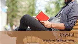  Presentation with man sitting bench - Beautiful presentation theme featuring free eastern europe - lifestyle freelance inspiration and people backdrop and a coral colored foreground