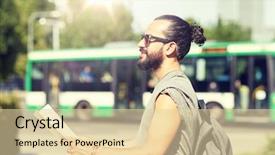  Presentation with city map - Presentation design with free eastern europe - travel tourism backpacking and people background and a  colored foreground