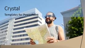  Presentation with rural tourism people adventure - PPT layouts enhanced with free eastern europe - travel tourism backpacking and people background and a  colored foreground