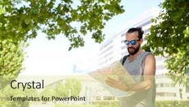  Presentation with city map - Slide deck with free eastern europe - travel tourism backpacking and people background and a  colored foreground