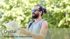  Presentation with city map - Presentation design with free eastern europe - travel tourism backpacking and people background and a  colored foreground