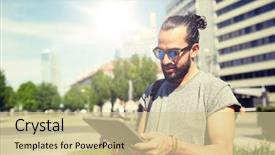  Presentation with rural tourism people adventure - Colorful theme enhanced with free eastern europe - travel tourism backpacking technology backdrop and a  colored foreground