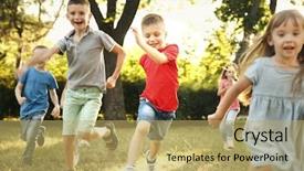  Presentation with kids - PPT layouts having free education - group of playful kids background and a yellow colored foreground