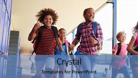  Presentation with kids in school - Beautiful PPT theme featuring free education - school kids running to camera backdrop and a teal colored foreground