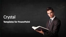  Presentation with reading - Presentation theme consisting of free education - young man reading a book background and a dark gray colored foreground