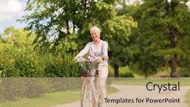  Presentation with active lifestyle - Audience pleasing presentation consisting of free elderly - active old age people backdrop and a coral colored foreground