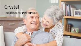  Presentation with romantic birthday couple celebrate - Slide deck consisting of free elderly - happy romantic senior couple embracing background and a soft green colored foreground