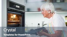  Presentation with family healthy eating - Presentation having free elderly - senior woman cooking background and a ocean colored foreground