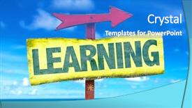  Presentation with learning - Amazing slides having free elearning - learning sign with beach background backdrop and a cobalt blue colored foreground