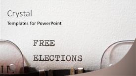  Presentation with elections - Presentation theme featuring free-elections-phrase-written background and a white colored foreground
