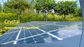  Presentation with solar panel - Presentation theme enhanced with free electricity - solar panel plant with urban background and a tawny brown colored foreground