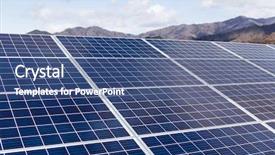  Presentation with solar panel - Slides with free electricity - solar panel station background and a ocean colored foreground