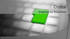  Presentation with keyboard - Audience pleasing theme consisting of free emergency - big highlighted green button backdrop and a light gray colored foreground