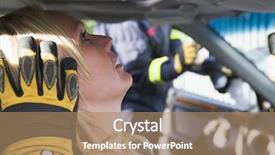  Presentation with firefighters - Theme with free emergency - firefighters helping an injured woman background and a coral colored foreground