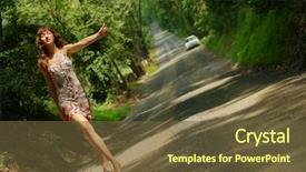  Presentation with pretty girl - Slide deck consisting of free emergency - pretty girl hitching hiking background and a  colored foreground
