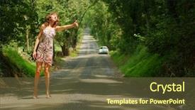  Presentation with pretty girl - Colorful slide deck enhanced with free emergency - pretty girl hitching hiking backdrop and a  colored foreground