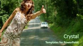  Presentation with pretty girl - Cool new theme with free emergency - pretty girl hitching hiking backdrop and a  colored foreground