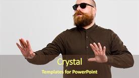  Presentation with man wear black suit - PPT theme featuring free emotion expressions - blind man in black glasses background and a tawny brown colored foreground