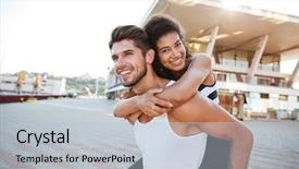  Presentation with cheerful - Slide deck featuring free emotion expressions - cheerful young man holding girlfriend background and a lemonade colored foreground