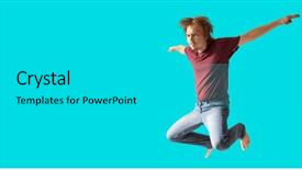  Presentation with teenager expressions - Cool new PPT theme with free emotion expressions - teenager boy jumping dance movement backdrop and a cyan colored foreground
