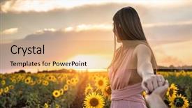  Presentation with holding hands - Beautiful slide deck featuring free engagement - boyfriend holding hands leading girlfriend backdrop and a coral colored foreground