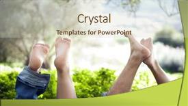  Presentation with relaxation - Presentation theme featuring free engagement - feet up of a young background and a soft green colored foreground