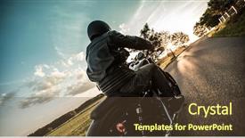  Presentation with motorcycle - PPT layouts consisting of motocross - man riding sportster motorcycle background and a tawny brown colored foreground