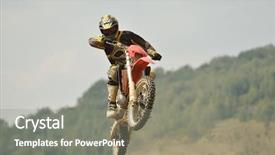  Presentation with motocross - Slides featuring engine cycle - motocross bike in a race background and a gray colored foreground