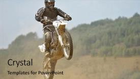  Presentation with bike speed - Beautiful PPT theme featuring motocross bike in a race backdrop and a coral colored foreground