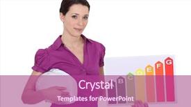  Presentation with rating - PPT theme with woman holding energy rating panel background and a violet colored foreground