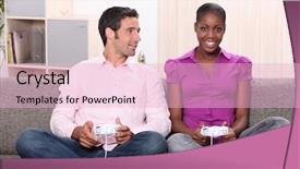  Presentation with computer games - Audience pleasing slides consisting of free ergonomics - couple playing computer games backdrop and a lemonade colored foreground